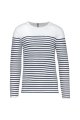 Heren T-shirt lange mouw gestreept Kariban K366 WHITE-NAVYSTRIPES